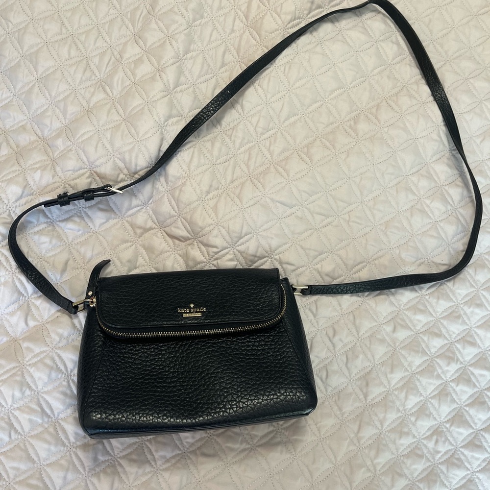Kate Spade Pebbled Black Leather Crossbody Bag
